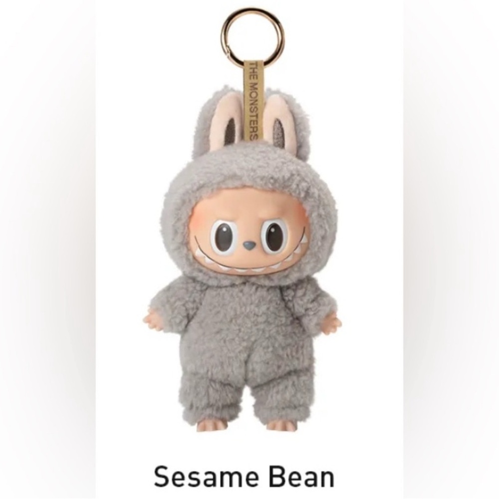 NIB Authentic Pop Mart Exciting Macaron Sesame Bean Labubu Vinyl Pendant